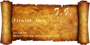 Tiroler Imre névjegykártya